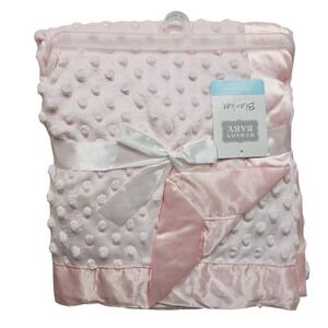 Hudson Baby Blanket NWT Kids 30x40 Pink Minky Dot Satin Trim Plush Nursery Soft